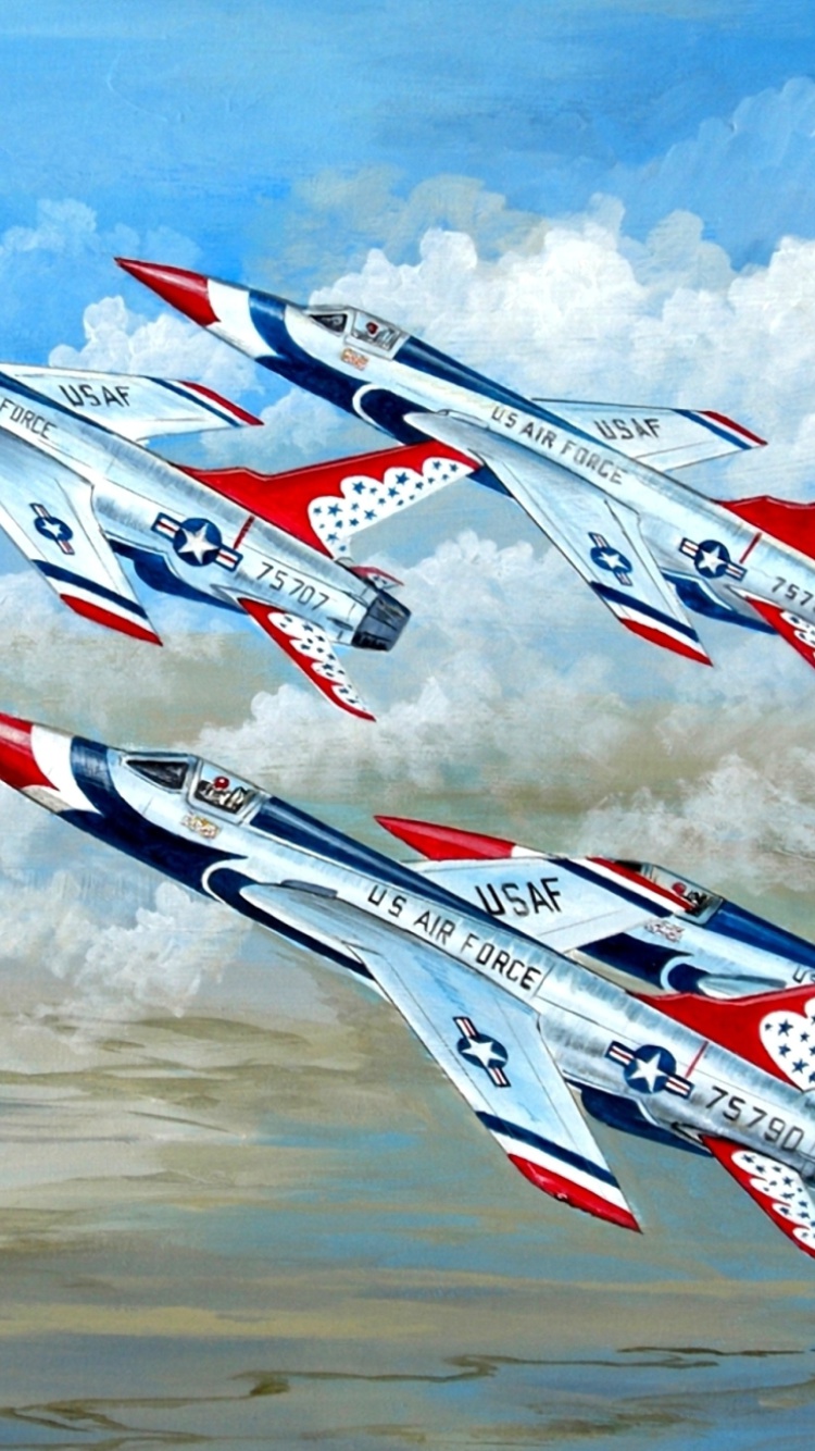 Republic F 105 Thunderchief Fighter Bomber wallpaper 750x1334