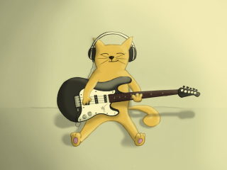 Sfondi Drawing Of Funny Cat Playing Guitar 320x240