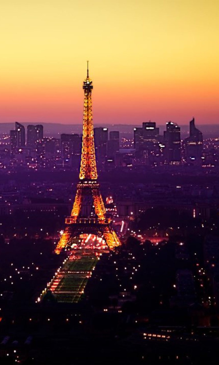 Das Eiffel Tower And Paris City Lights Wallpaper 768x1280