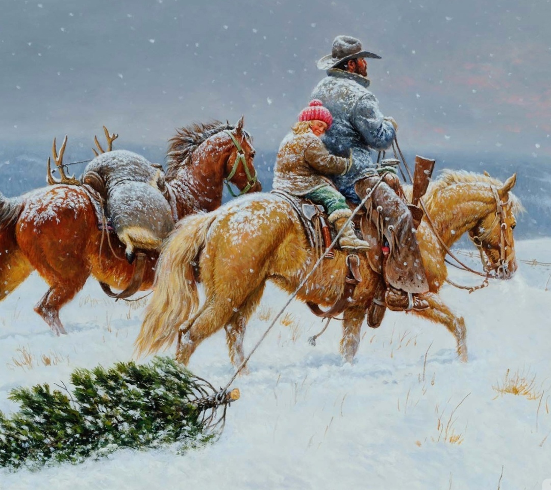 Обои Getting Ready For Christmas Painting 1080x960