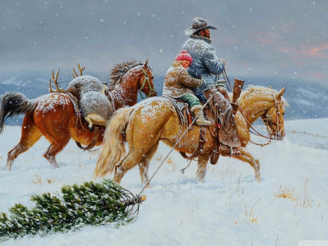 Getting Ready For Christmas Painting wallpaper 1152x864