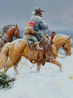 Das Getting Ready For Christmas Painting Wallpaper 240x320