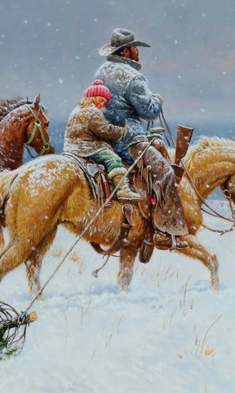 Getting Ready For Christmas Painting wallpaper 480x800