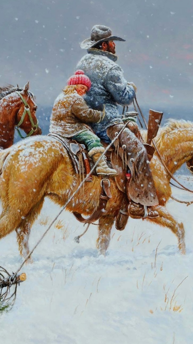 Getting Ready For Christmas Painting wallpaper 640x1136