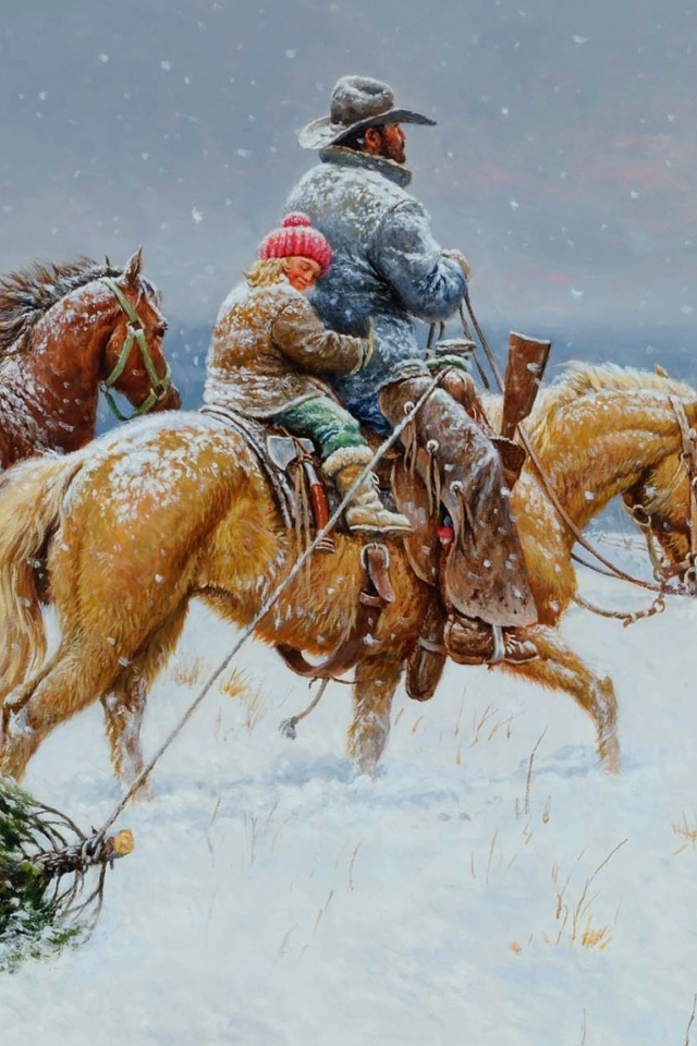 Fondo de pantalla Getting Ready For Christmas Painting 640x960