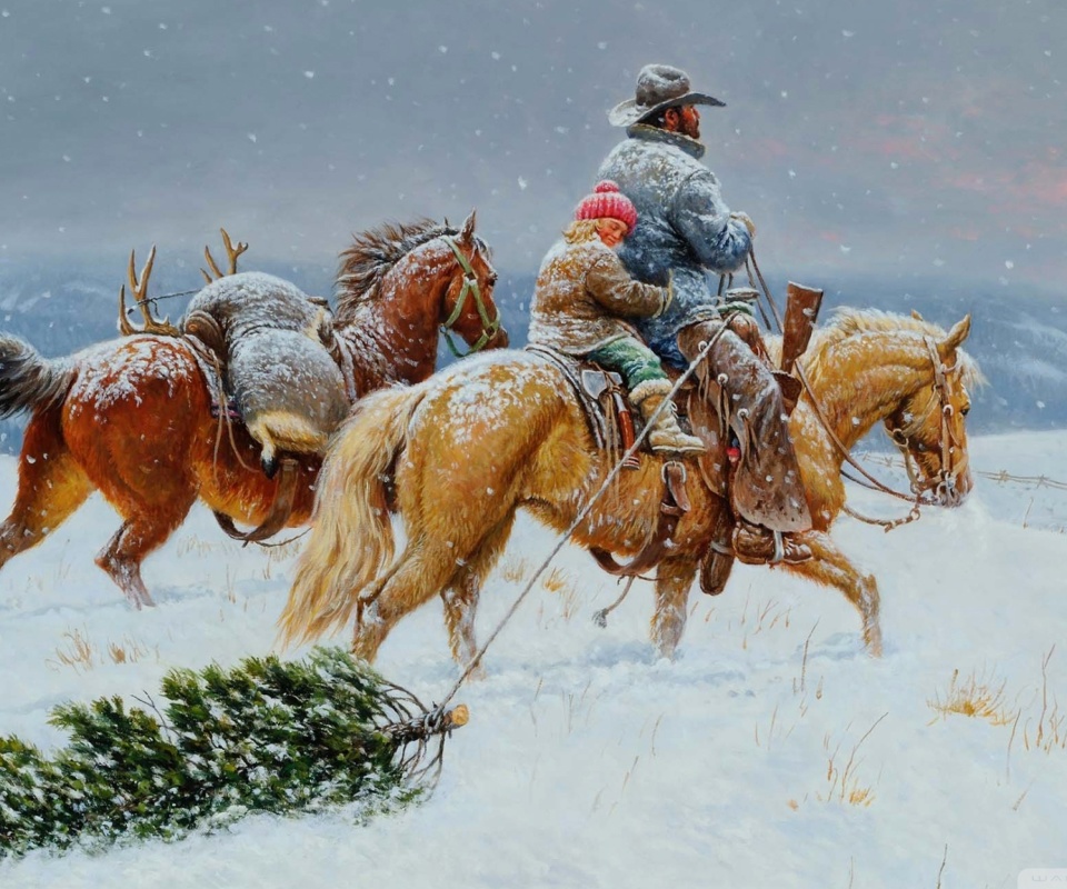 Обои Getting Ready For Christmas Painting 960x800