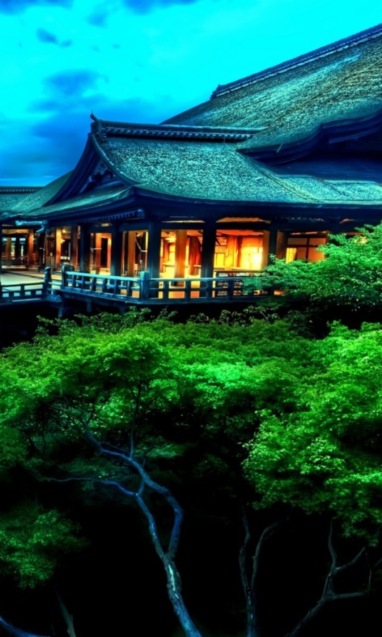 Temple Over Green Trees wallpaper 768x1280