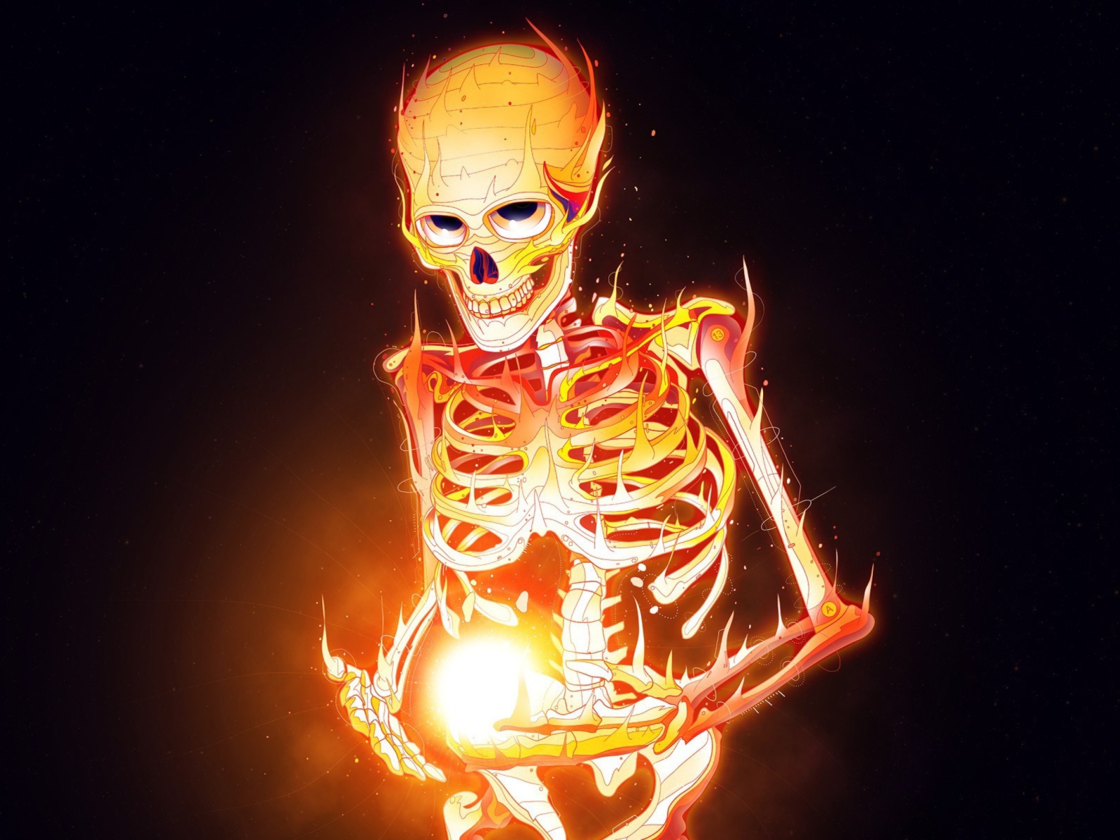 Das Skeleton On Fire Wallpaper 1600x1200