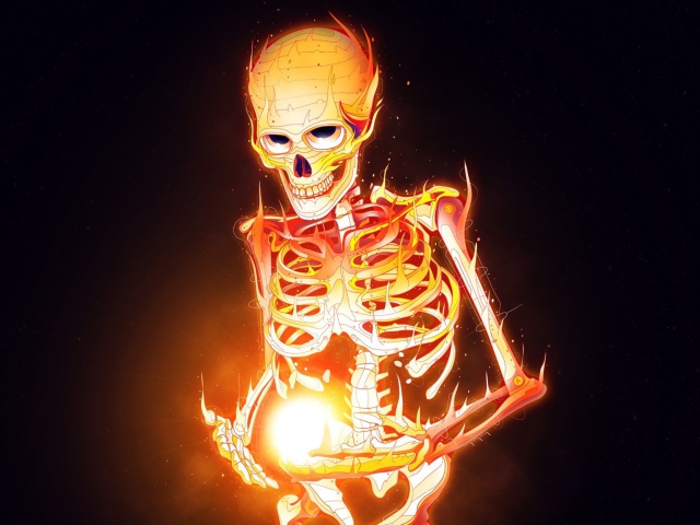 Обои Skeleton On Fire 640x480
