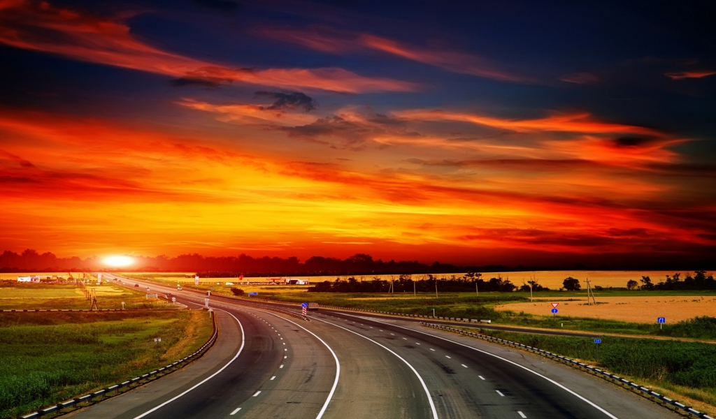 Das Sunset Highway Wallpaper 1024x600