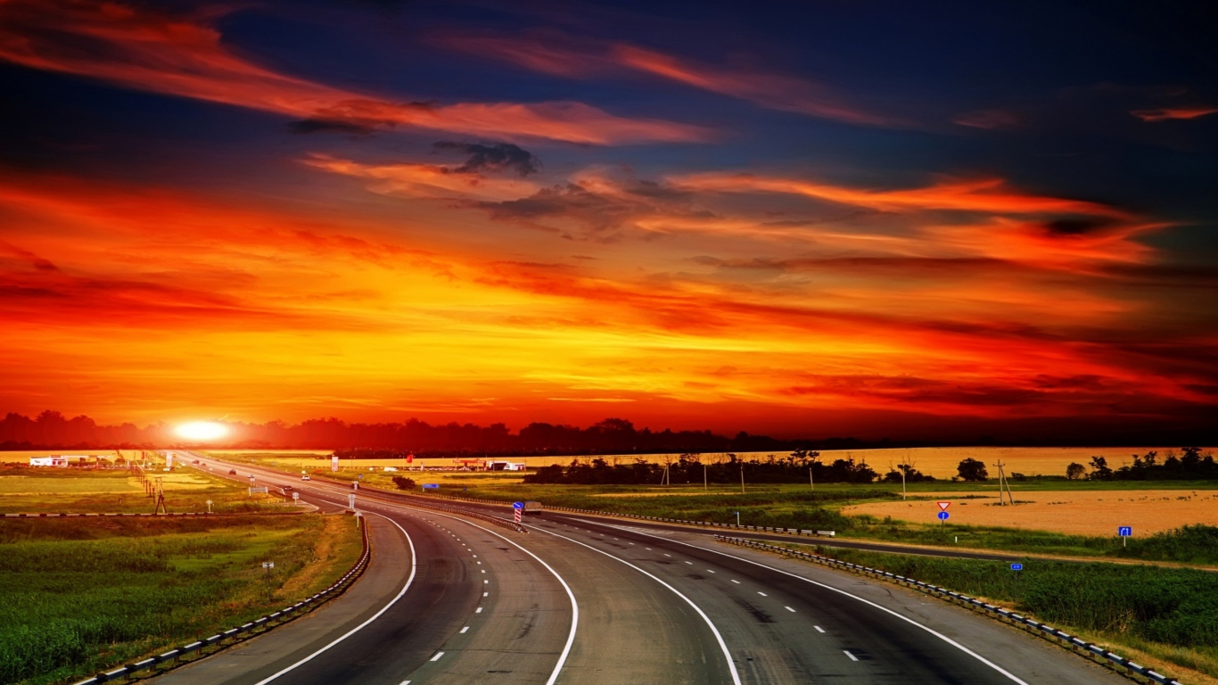 Sunset Highway wallpaper 1366x768
