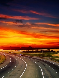 Fondo de pantalla Sunset Highway 240x320