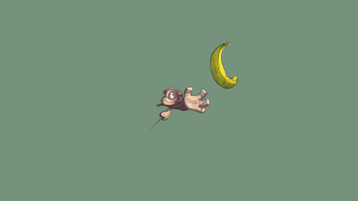 Monkey Wants Banana wallpaper 1366x768