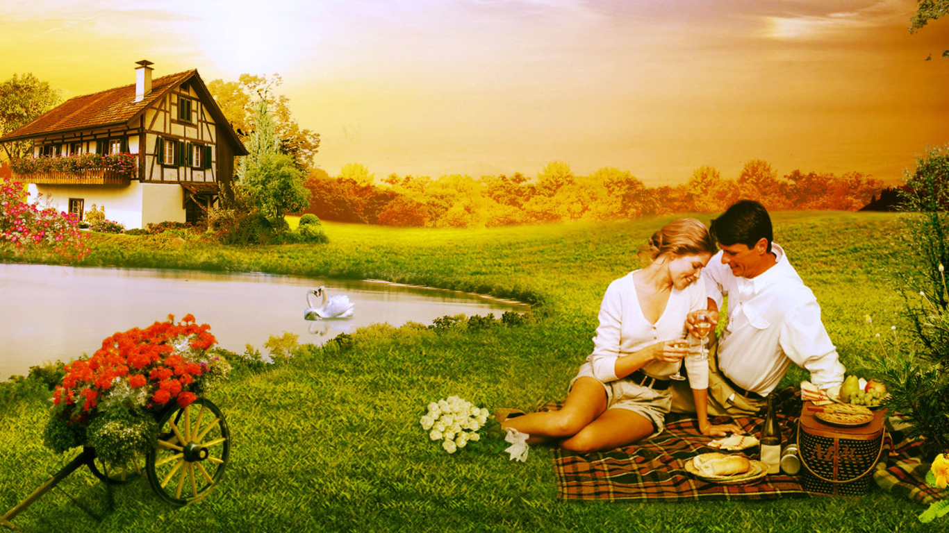 Sfondi Love Art Couples 1366x768