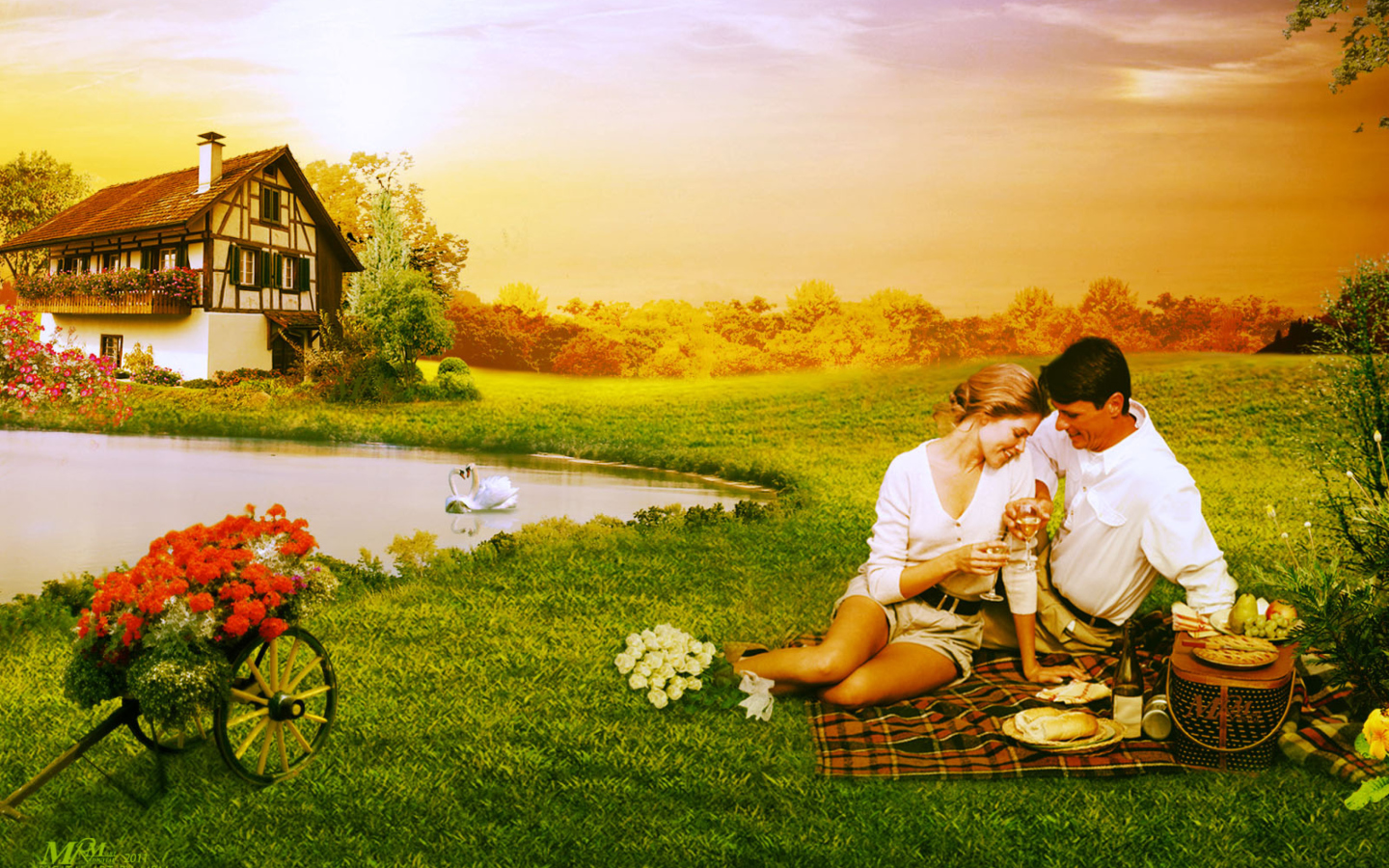 Screenshot №1 pro téma Love Art Couples 1440x900