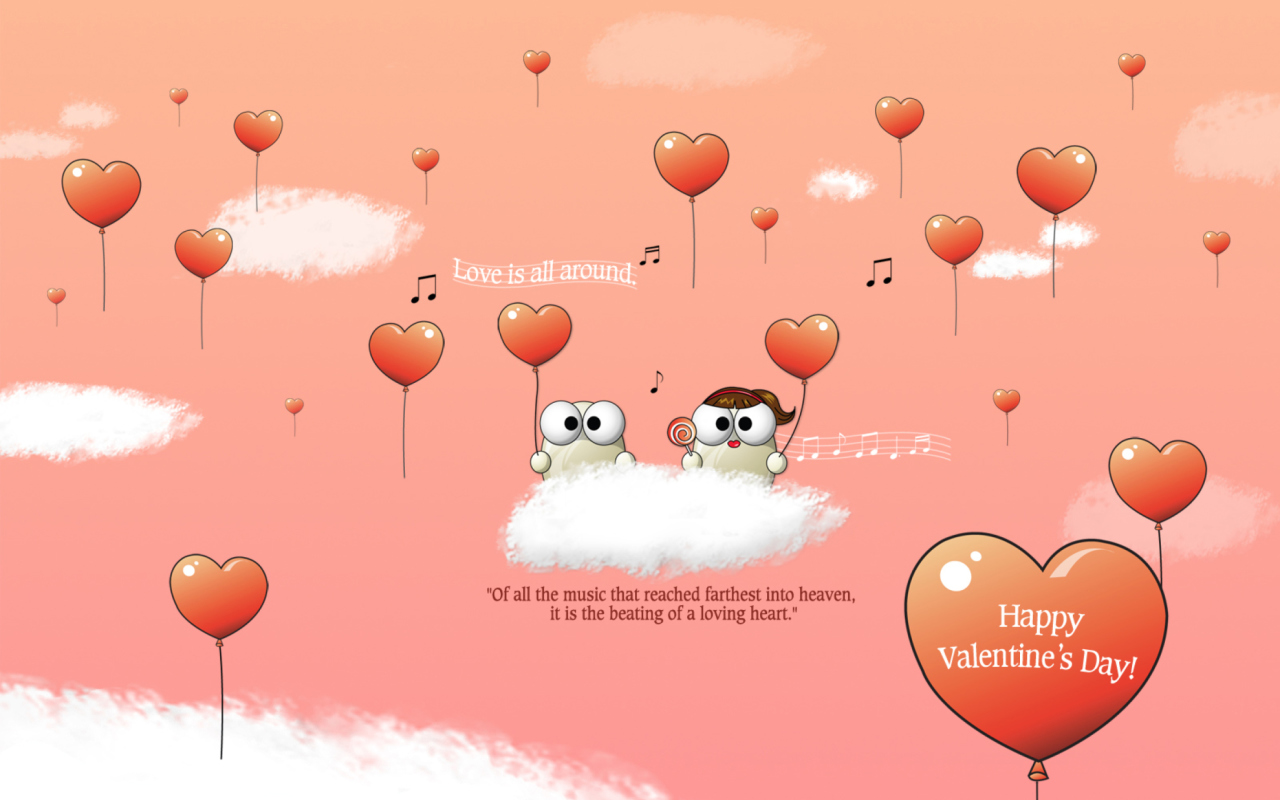 Das Saint Valentines Day Music Wallpaper 1280x800