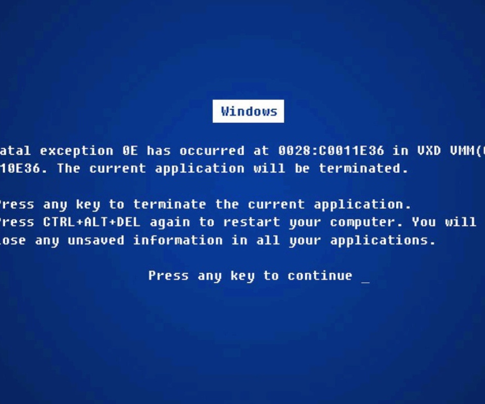 Windows Error screenshot #1 960x800