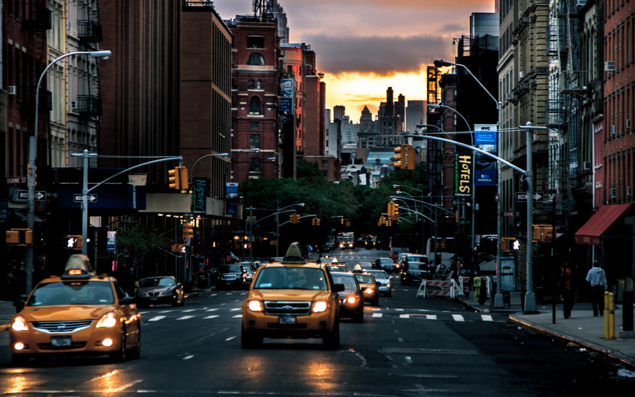 Fondo de pantalla New York City Streets At Sunset 1280x800