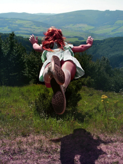 Das Girl Jumping And Flying Wallpaper 240x320