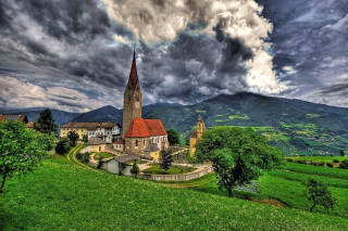 Church in Italian Town Wallpaper for Android, iPhone and iPad