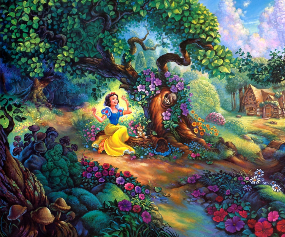 Das Snow White In Magical Forest Wallpaper 960x800