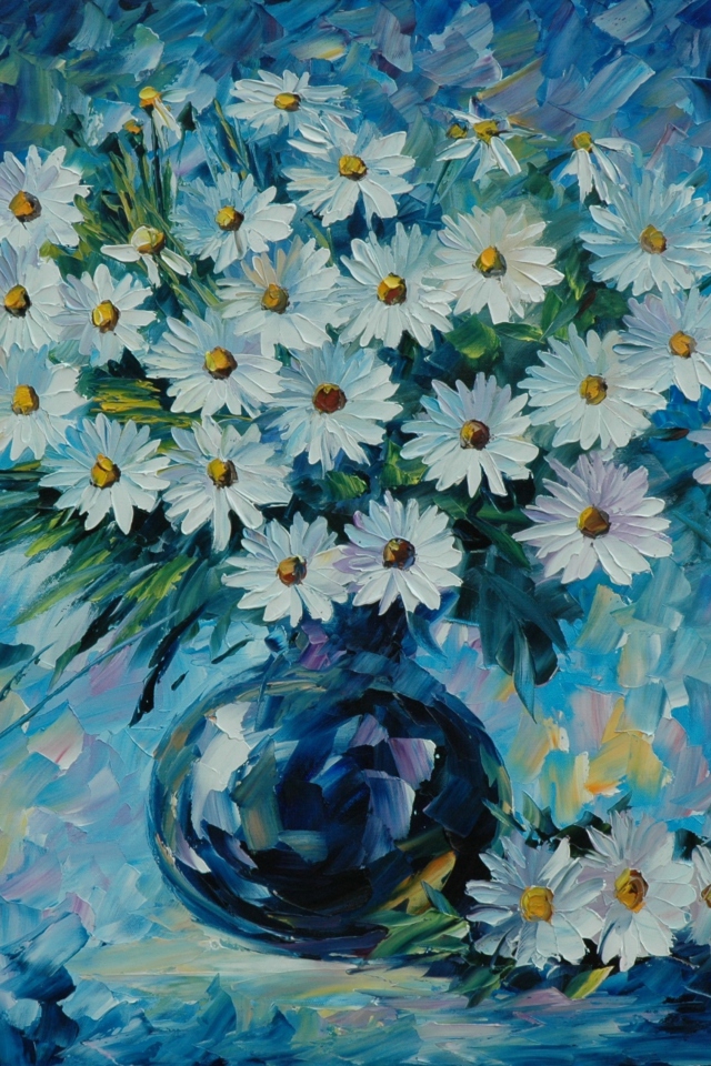 Daisy Bouquet Painting wallpaper 640x960