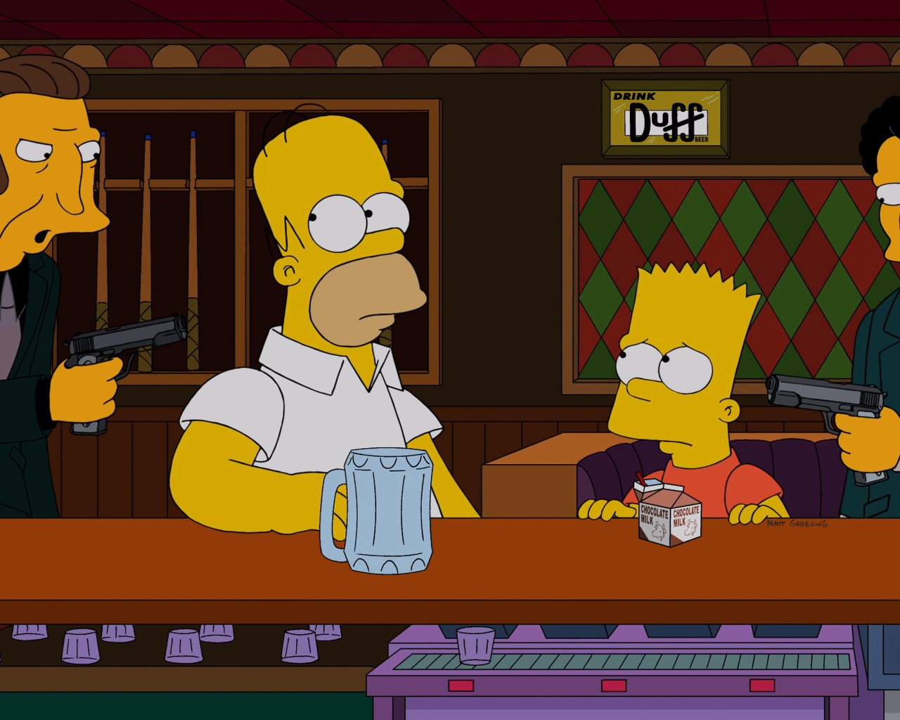 Обои The Simpsons in Bar 1280x1024