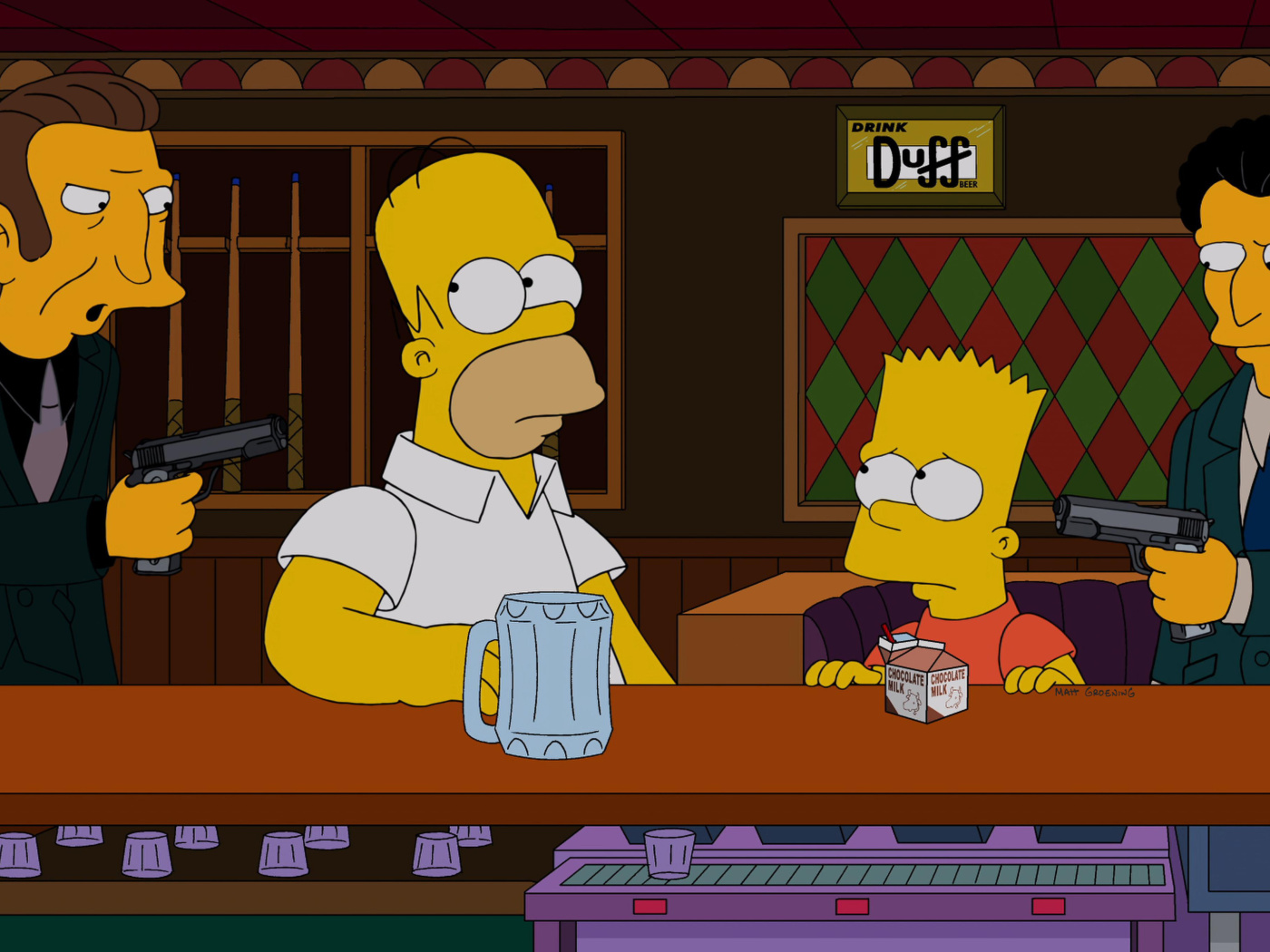 Обои The Simpsons in Bar 1400x1050