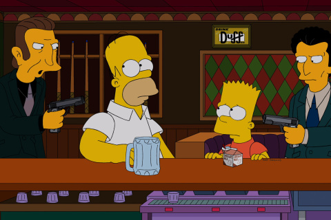 Обои The Simpsons in Bar 480x320