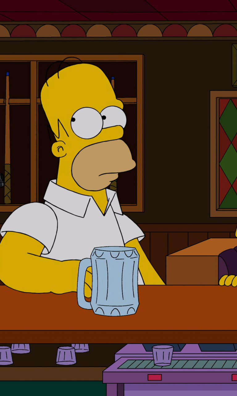 Fondo de pantalla The Simpsons in Bar 768x1280