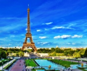 Eiffel Tower on Champ de Mars Greenspace wallpaper 176x144
