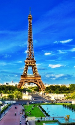 Обои Eiffel Tower on Champ de Mars Greenspace 240x400