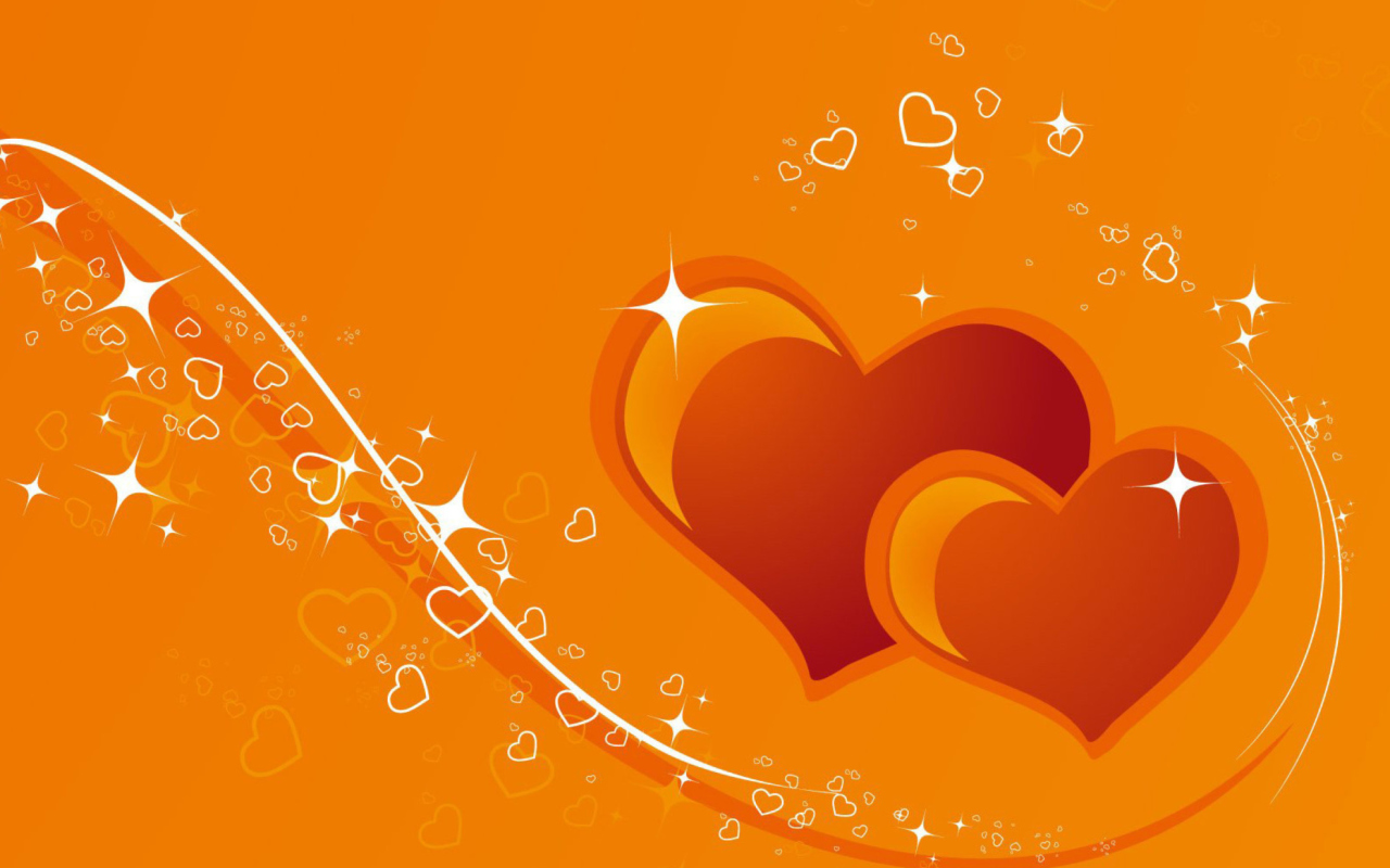Das Orange Hearts Wallpaper 1280x800