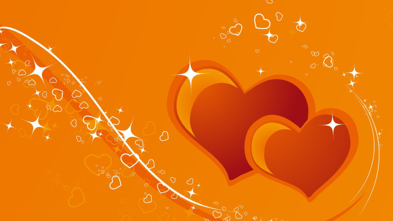 Sfondi Orange Hearts 1366x768