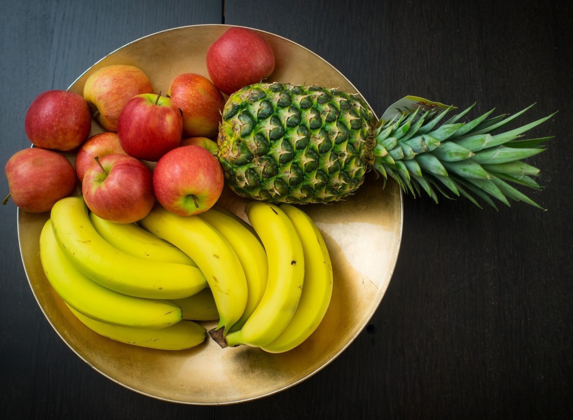 Обои Fruits, pineapple, banana, apples 1920x1408