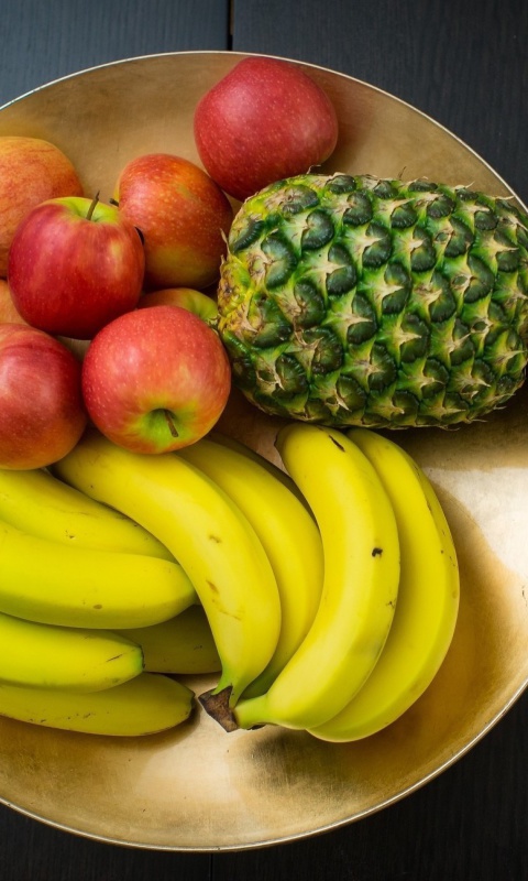 Das Fruits, pineapple, banana, apples Wallpaper 480x800