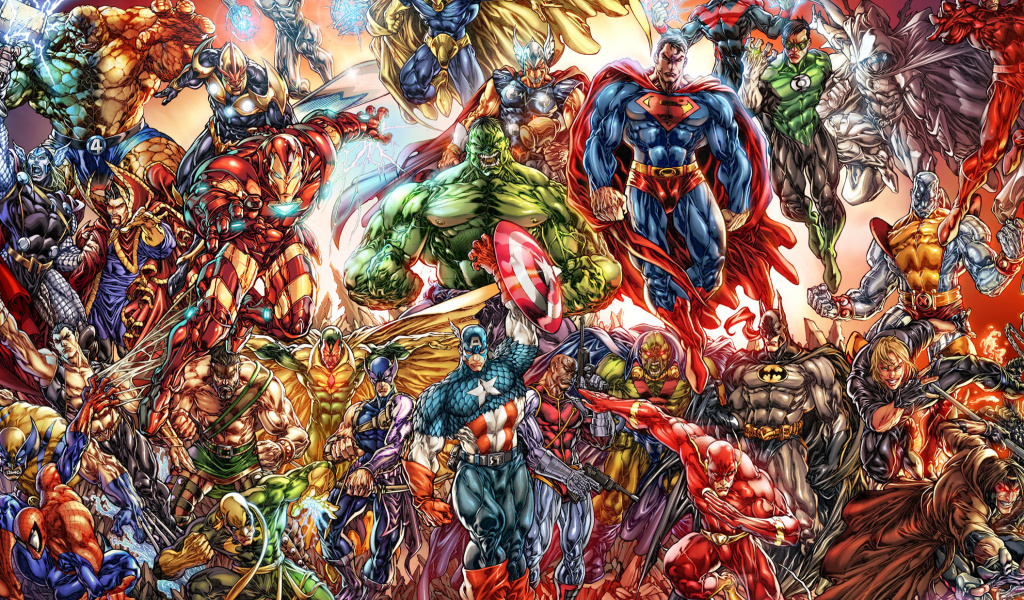 Das DC Universe and Marvel Comics Wallpaper 1024x600