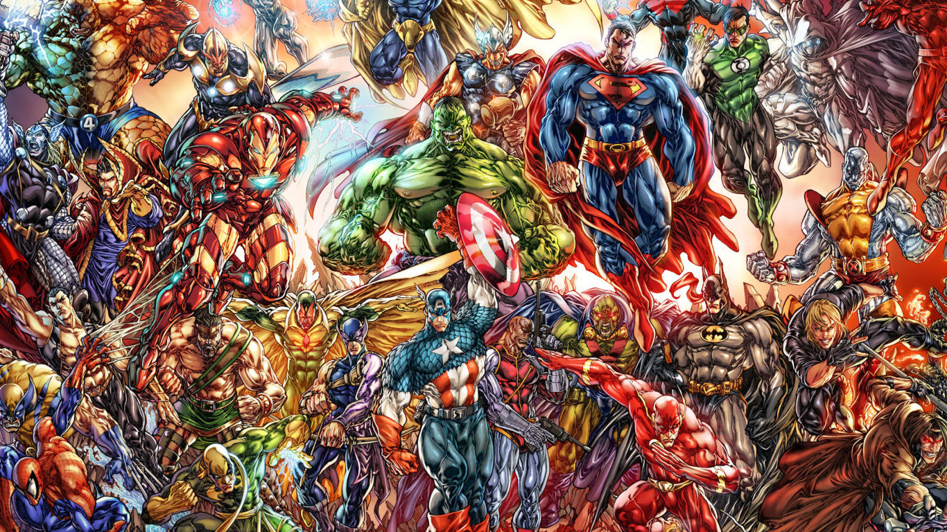 DC Universe and Marvel Comics wallpaper 1366x768