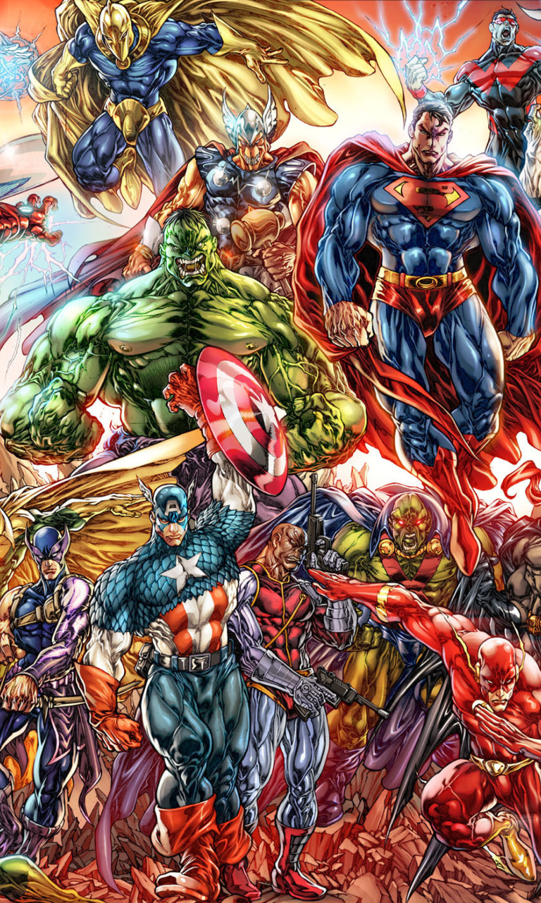 Das DC Universe and Marvel Comics Wallpaper 768x1280