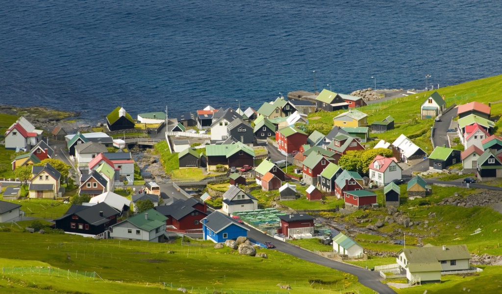 Обои Funningsfjordur Faroe Islands 1024x600
