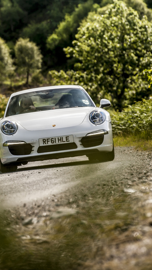 White Porsche 911 screenshot #1 640x1136