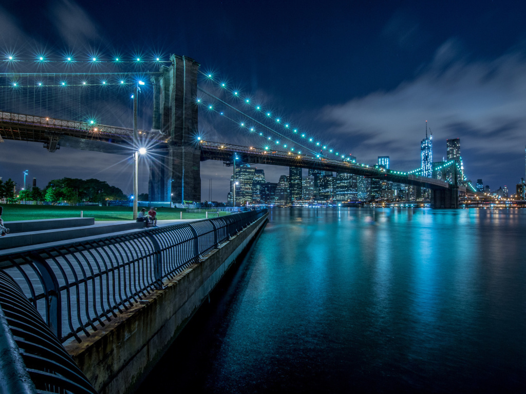 Fondo de pantalla Cable Brooklyn Bridge in New York 1024x768