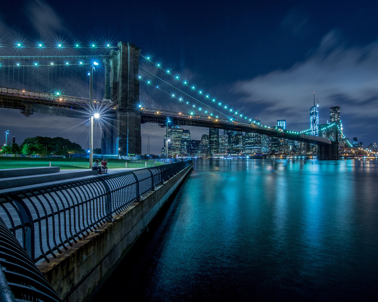 Fondo de pantalla Cable Brooklyn Bridge in New York 1280x1024