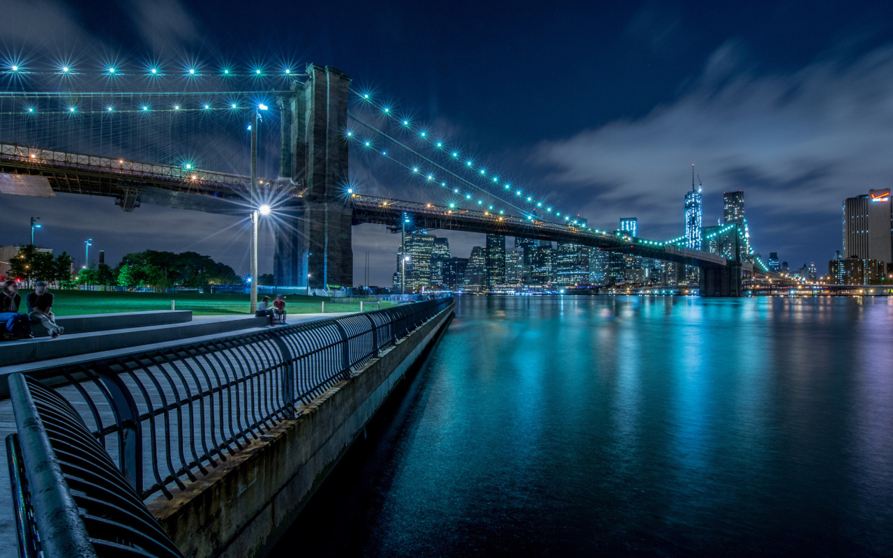 Fondo de pantalla Cable Brooklyn Bridge in New York 1280x800