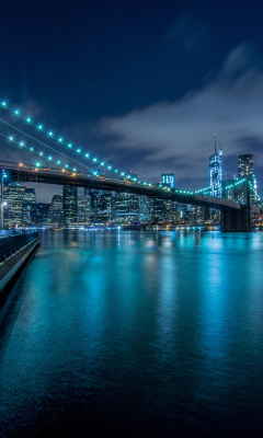 Cable Brooklyn Bridge in New York wallpaper 240x400