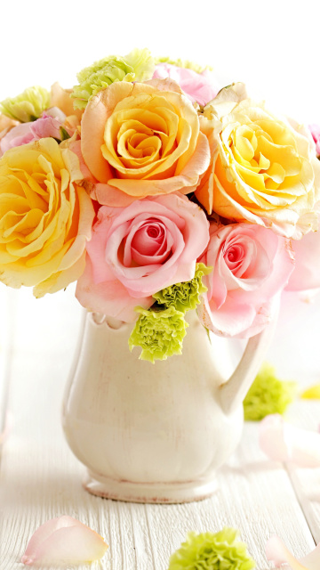 Das Tender Purity Roses Bouquet Wallpaper 360x640