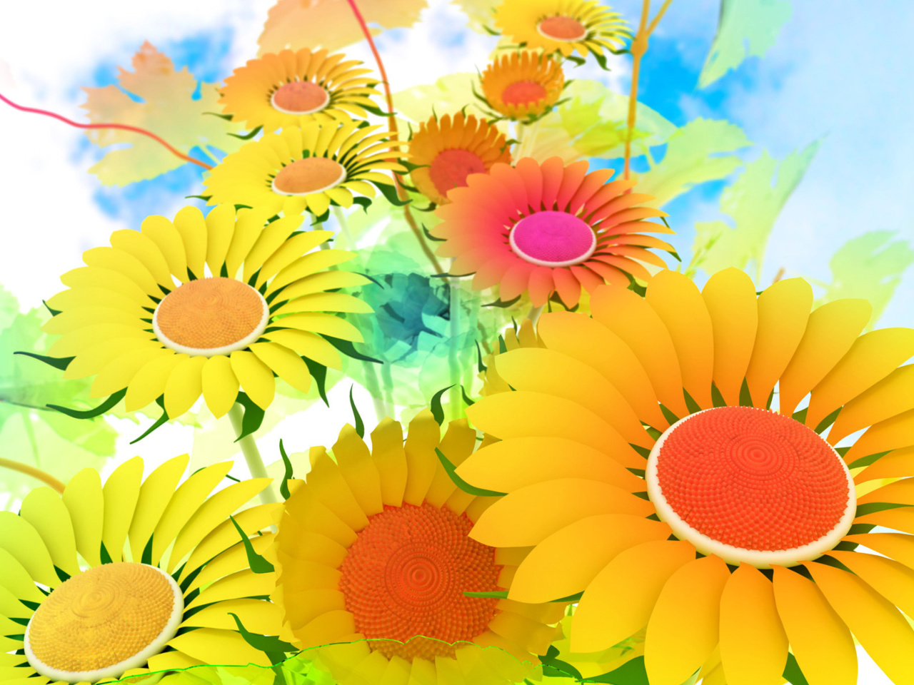 Обои Drawn Daisies 1280x960