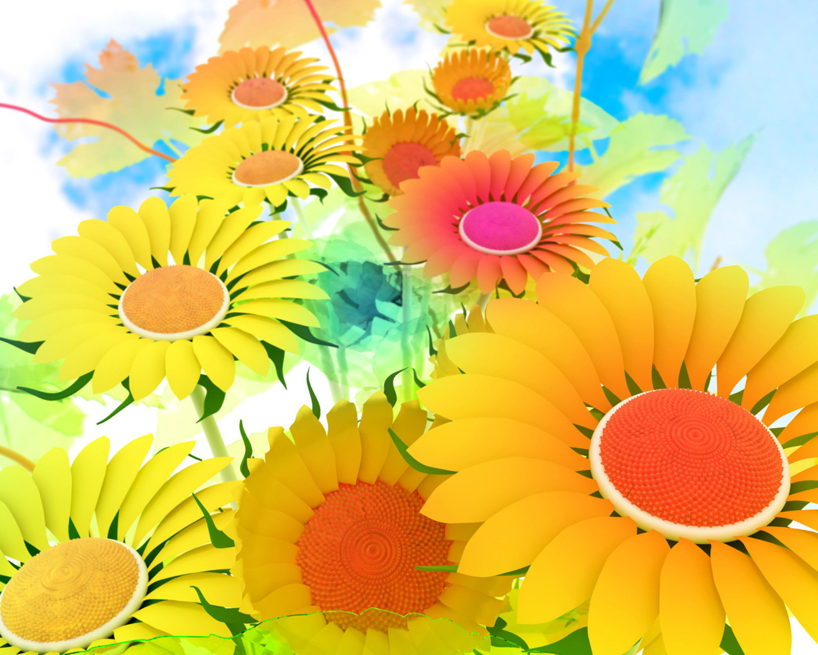 Drawn Daisies wallpaper 1600x1280