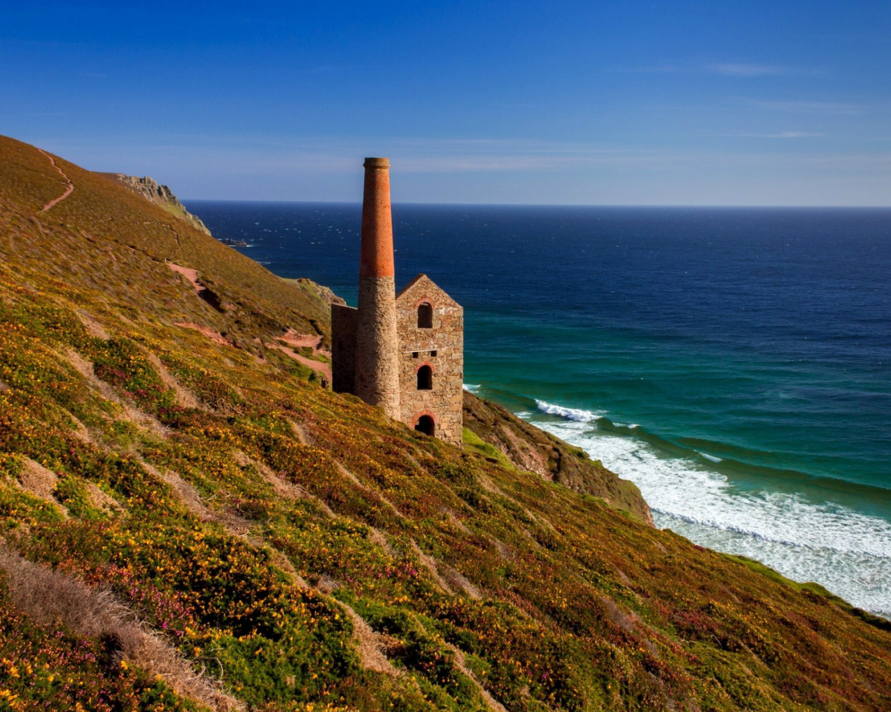 Das Lighthouse in Cornwall Wallpaper 1280x1024