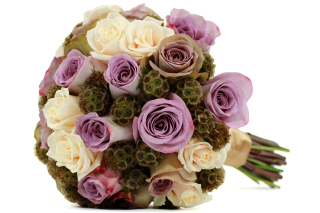 Bouquet with lilac roses - Obrázkek zdarma pro 1366x768